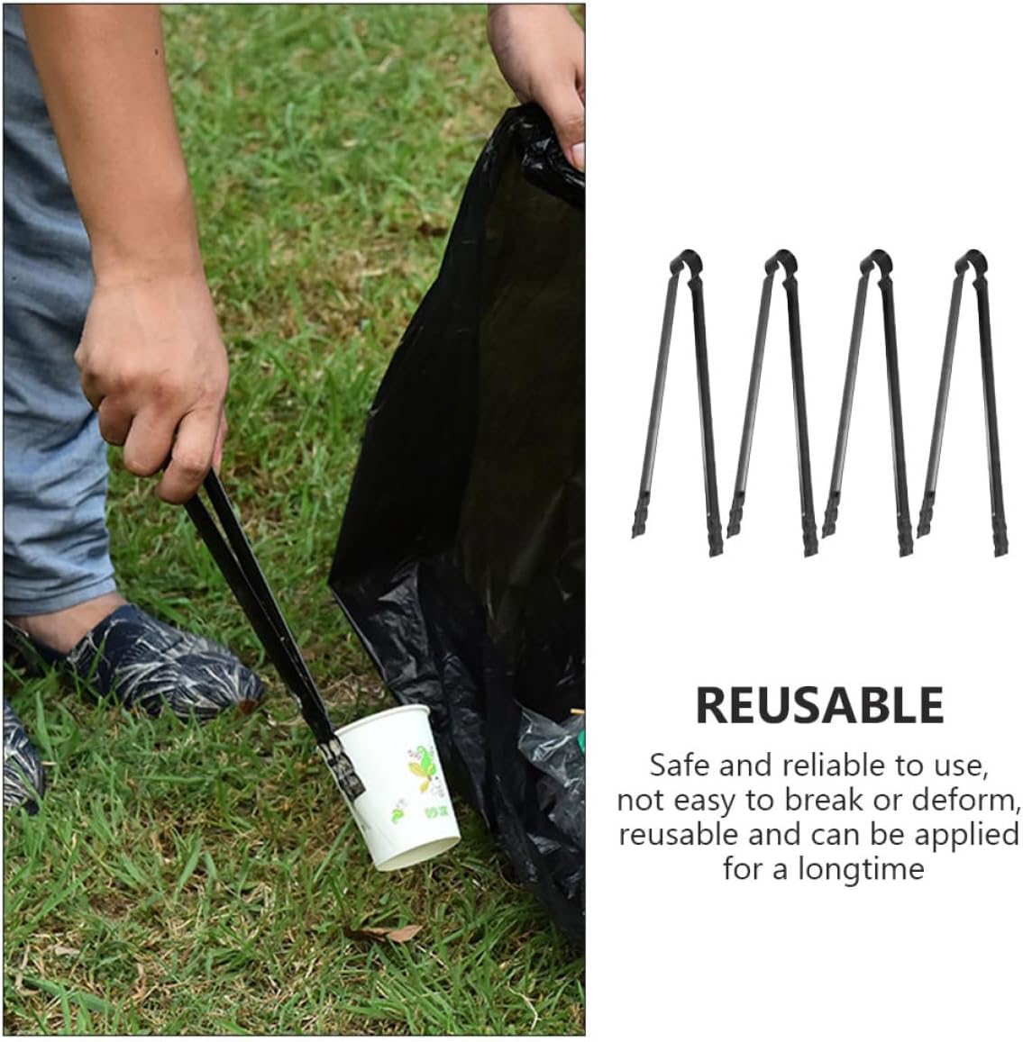 POPETPOP 4Pcs Iron Charcoal Clamps Firewood Tong Fireplace Tongs Outdoor Bbq Barbecue Carbon Clips Heavy Duty Camping Fireplace Tool Grilling Accessories
