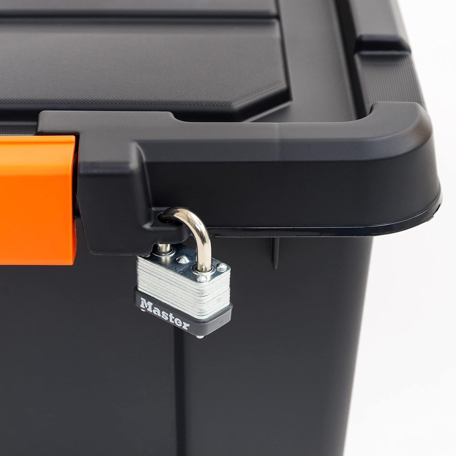 3 Gal. Heavy Duty Plastic Storage Bins with Lockable Lids - Stackable Latching Totes for Tools, Seasonal Items, Sports Equipment, Black (Set of 1)