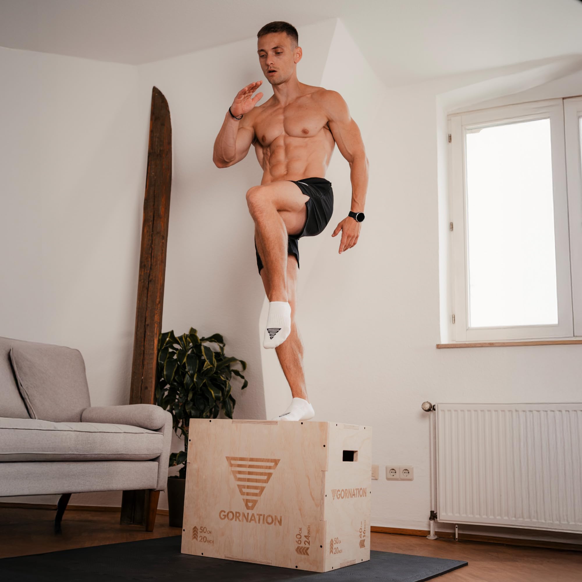 GORNATION Boxe Plyométrique en Bois 3-en-1 – Boîte de Saut Jump Box pour Crossfit, Calisthenics & Home Gym, Plateforme d’Entraînement Fonctionnel à Domicile ou Extérieur
