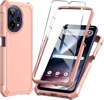 for Cricket Icon Plus 2026 Plus Version Only Phone Case/AT&T Verge 2 Case with Tempered Glass Screen Protector,Slim Soft Silicone Full-Body Protective Cover Rose Gold