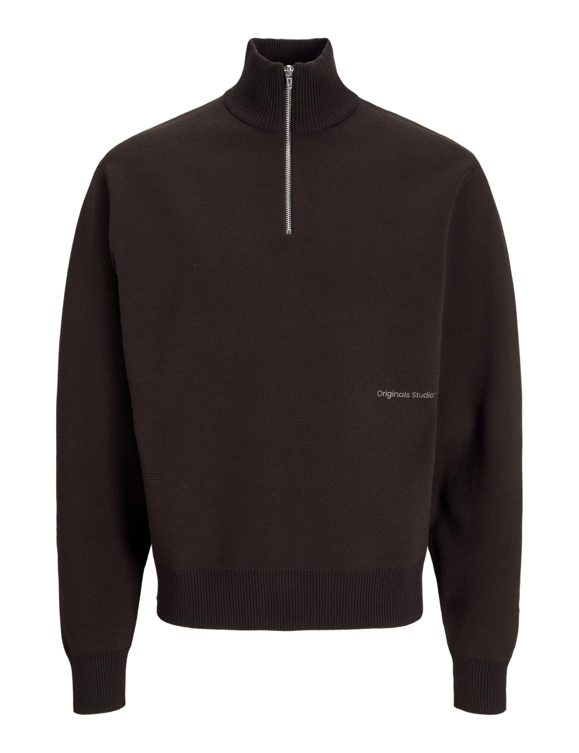 JACK & JONES Jorvesterbro Knit Half Zip, Chocolate Cake, S