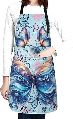 Miniatura 13 de Waterproof Apron With 2 Pockets,Kitchen Chef Aprons Bibs For Cooking Baking Painting Gardening Grooming Color-12