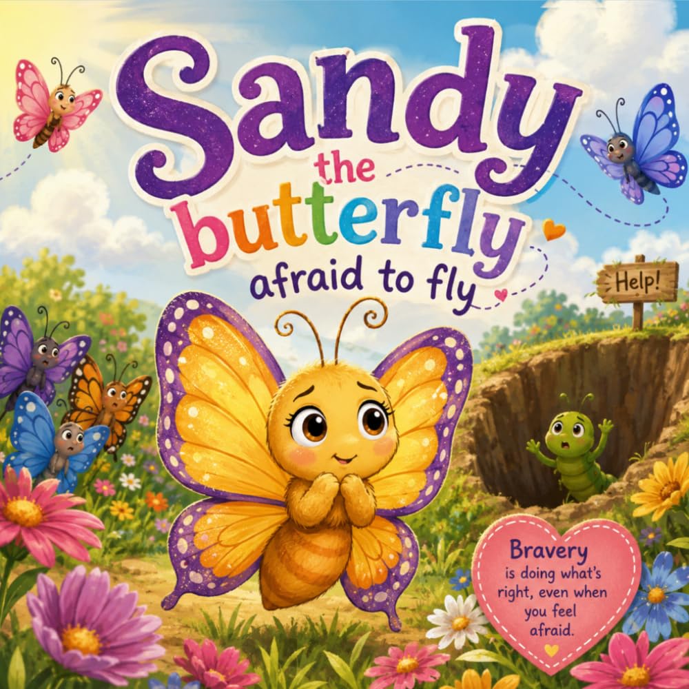 Sandy the Butterfly Afraid to Fly: A Heartwarming Rhyming Picture Book About Courage, Confidence, Kindness & Overcoming Fear for Kids Ages 3–8 | Inspiring Bedtime Story for Boys & Girls