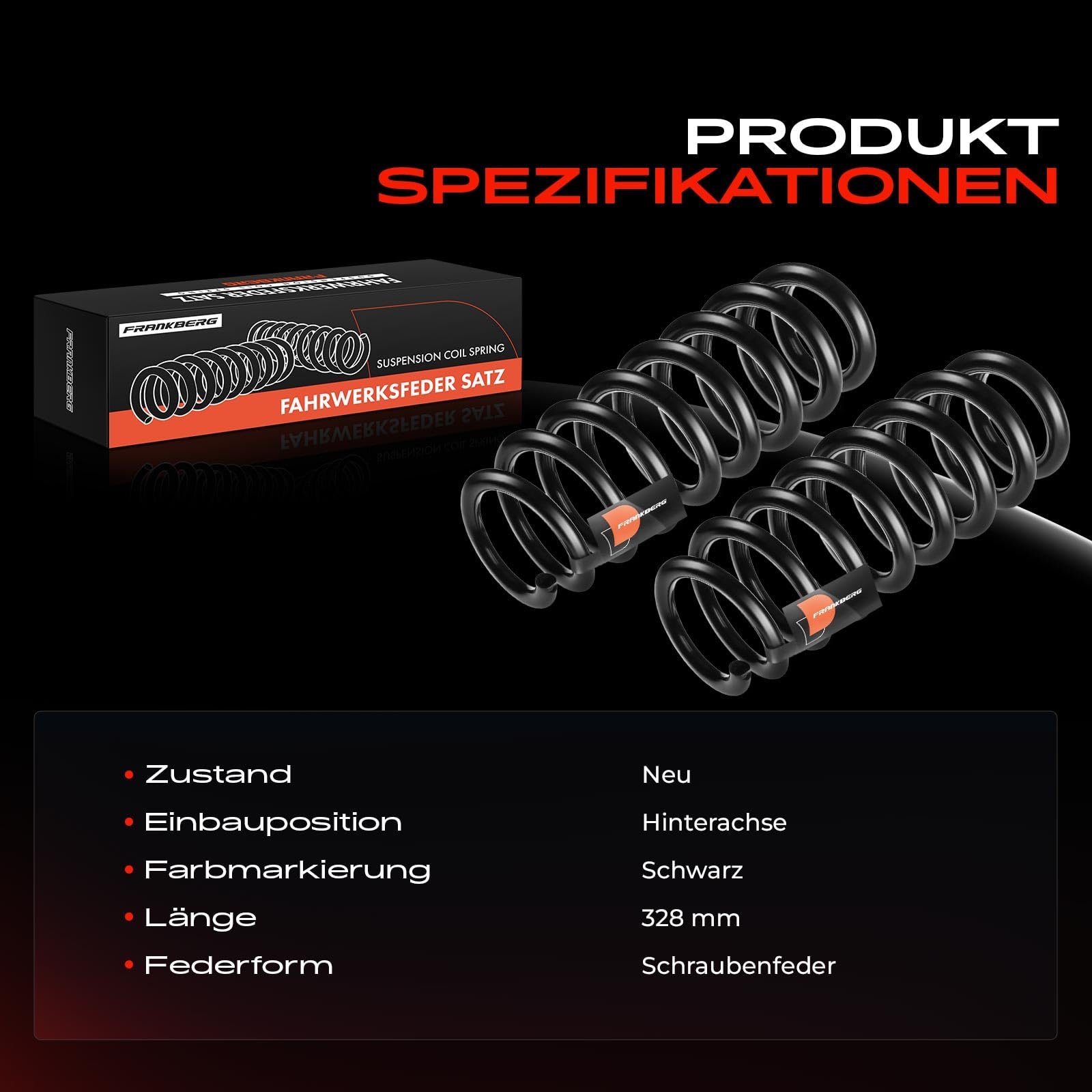 Frankberg 2 muelles de suspensión eje trasero 33536767343 | Compatible con: Serie 3 Coupé E92, Serie 1 E81, Serie 1 Coupé E82, Serie 1 E87