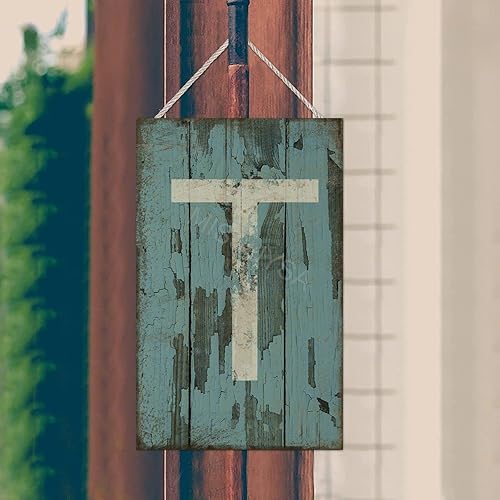Vista 191 de Letrero colgante de madera con letra A, letrero de madera, decoración del hogar, 26 letras del alfabeto de metal, placa de madera, decoración