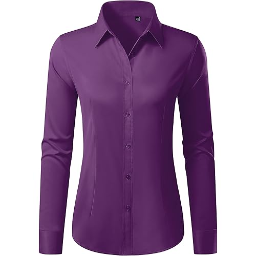 Button Down Shirts for Women Wrinkle Free Dress Shirt Classic Fit Long Sleeve Casual Business Blouse Work