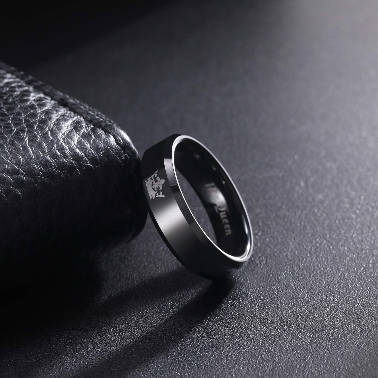 Her King His Queen Ring Black Tungsten Wedding Bands Width 6mm 8mm Size 6-13 (Price Seperated)