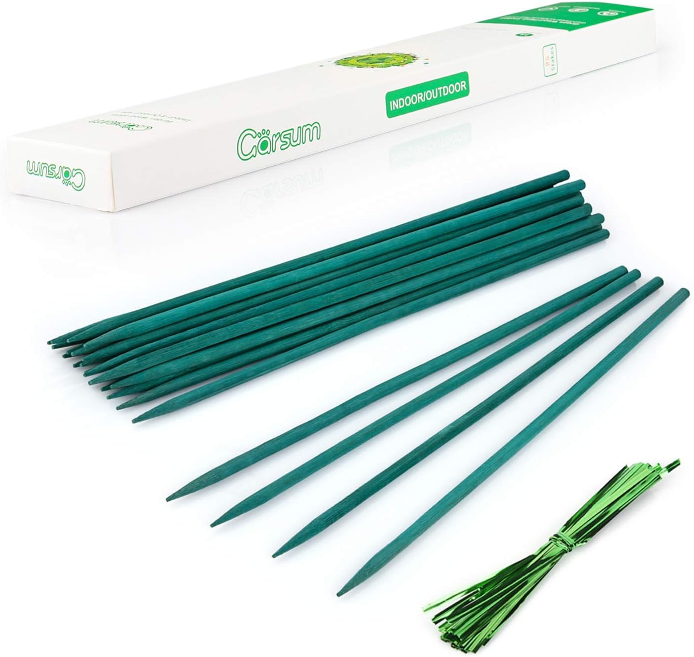 Garsum Green Bamboo Sticks Garden Wood Plant Stakes,Floral Plant Support Wooden,Wooden Sign Posting Garden Sticks,15 Inches 25 Pack