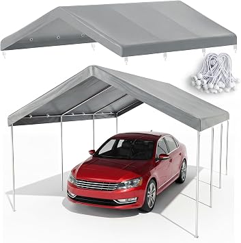 10x20 FT Carport Canopy Replacement Cover, Gray Only Top Cover
