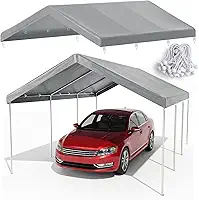 Cobertura De Substituição Para Garagem/Carport De 3X6m (10X20 Pés), Lona Resistente Para Abrigo De Carros, Impermeável E Com Proteção Uv, Fácil Instalação Com Elásticos De Fixação, Cinza