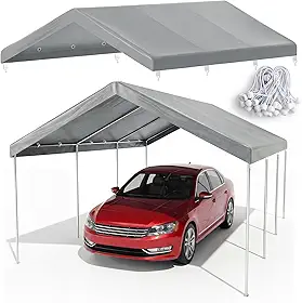 Cobertura De Substituição Para Garagem/Carport De 3X6m (10X20 Pés), Lona Resistente Para Abrigo De Carros, Impermeável E Com Proteção Uv, Fácil Instalação Com Elásticos De Fixação, Cinza