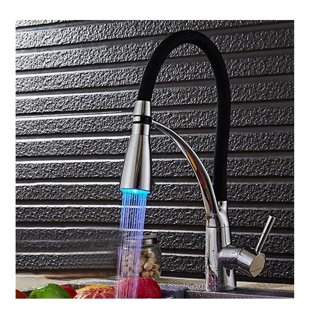 Kitchen Mixer Sink Faucet Brass Torneira Tap Kitchen Faucets Hot Cold Deck Mounted Bath Mixer Tap XT-145(Chrome with LED)