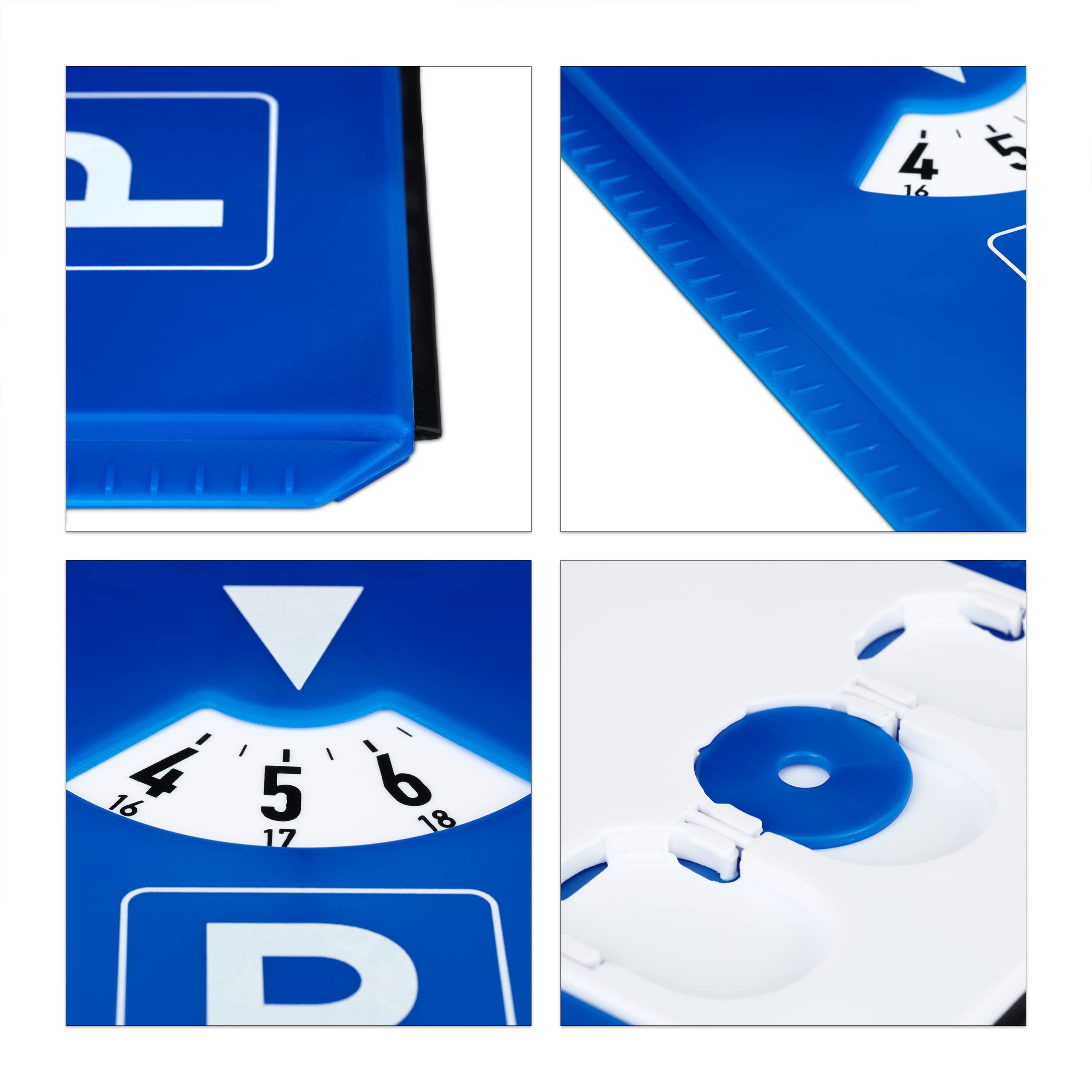 relaxdays Disque de stationnement, Lot de 10, grattoir à Glace, 3 jetons de Caddie, lèvre en Caoutchouc, parcmètre, Bleu
