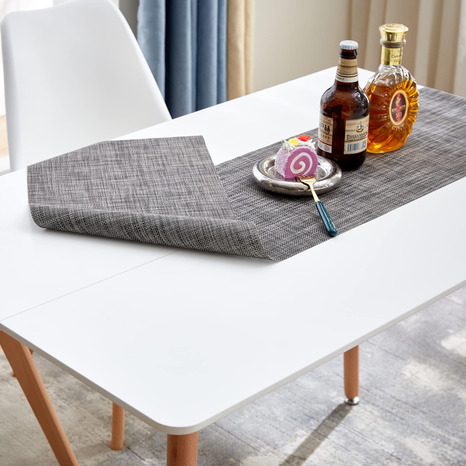 Ensemble de salle à manger rectangulaire avec 4 chaises pour cuisine, salle à manger et salon (table blanche + 4 chaises de salle à manger blanches), SG-1W+OT-4W
