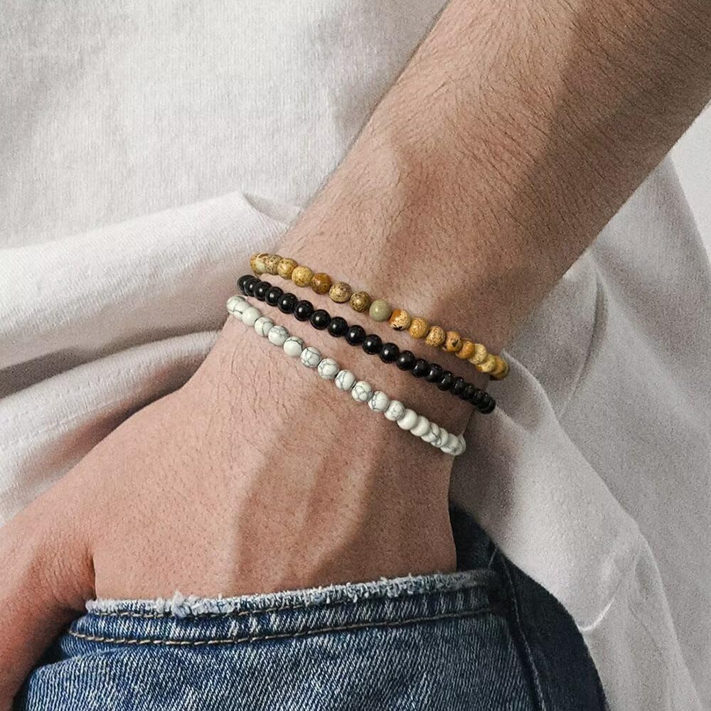 3 Piece Mini Bead Bracelet | 4mm | Premium Natural Stone Bracelet for Women – Elegant Healing Gemstone Jewelry image 3