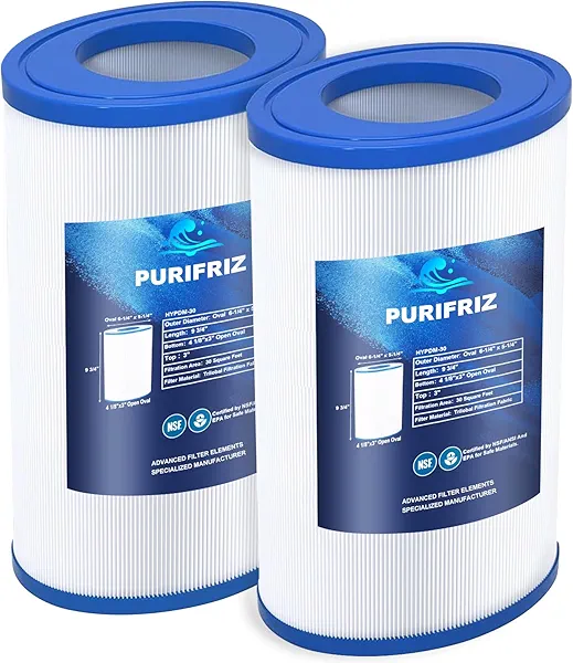 PURIFRIZ PDM30 Spa Filter Compatible with PDM30 for Dream Maker Hot Tubs 461269,Oval Filter Spa Filter, Upgraded Fabric 30 Sq. Ft, L x OD:9 3/4"" x Oval 6-1/4"x5-1/4", 2-Pack
