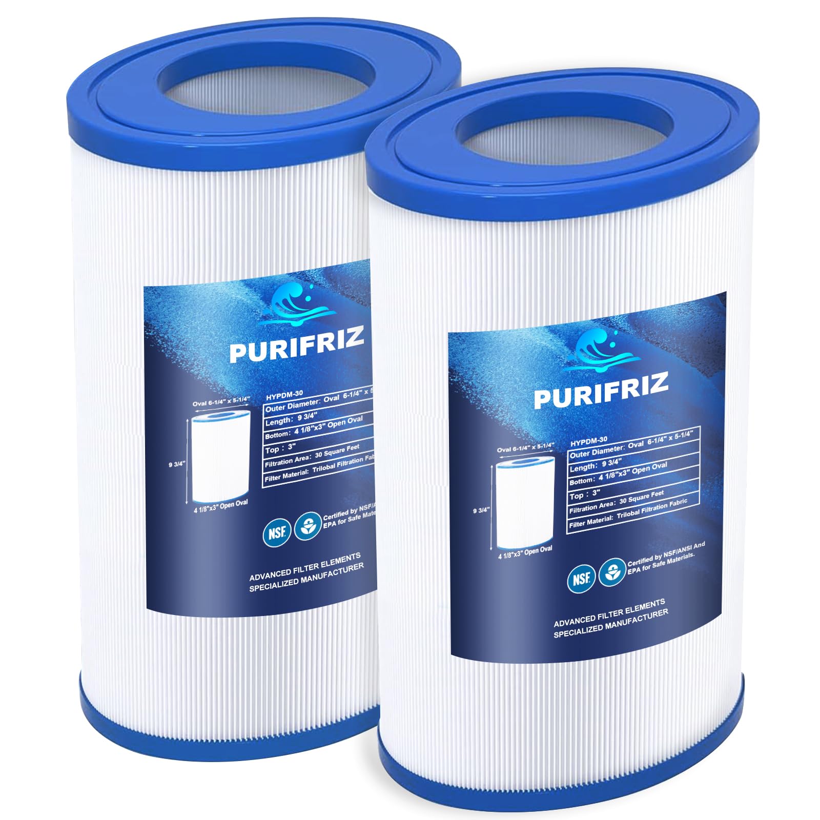 PURIFRIZ PDM30 Spa Filter Compatible with PDM30 for Dream Maker Hot Tubs 461269,Oval Filter Spa Filter, Upgraded Fabric 30 Sq. Ft, L x OD:9 3/4