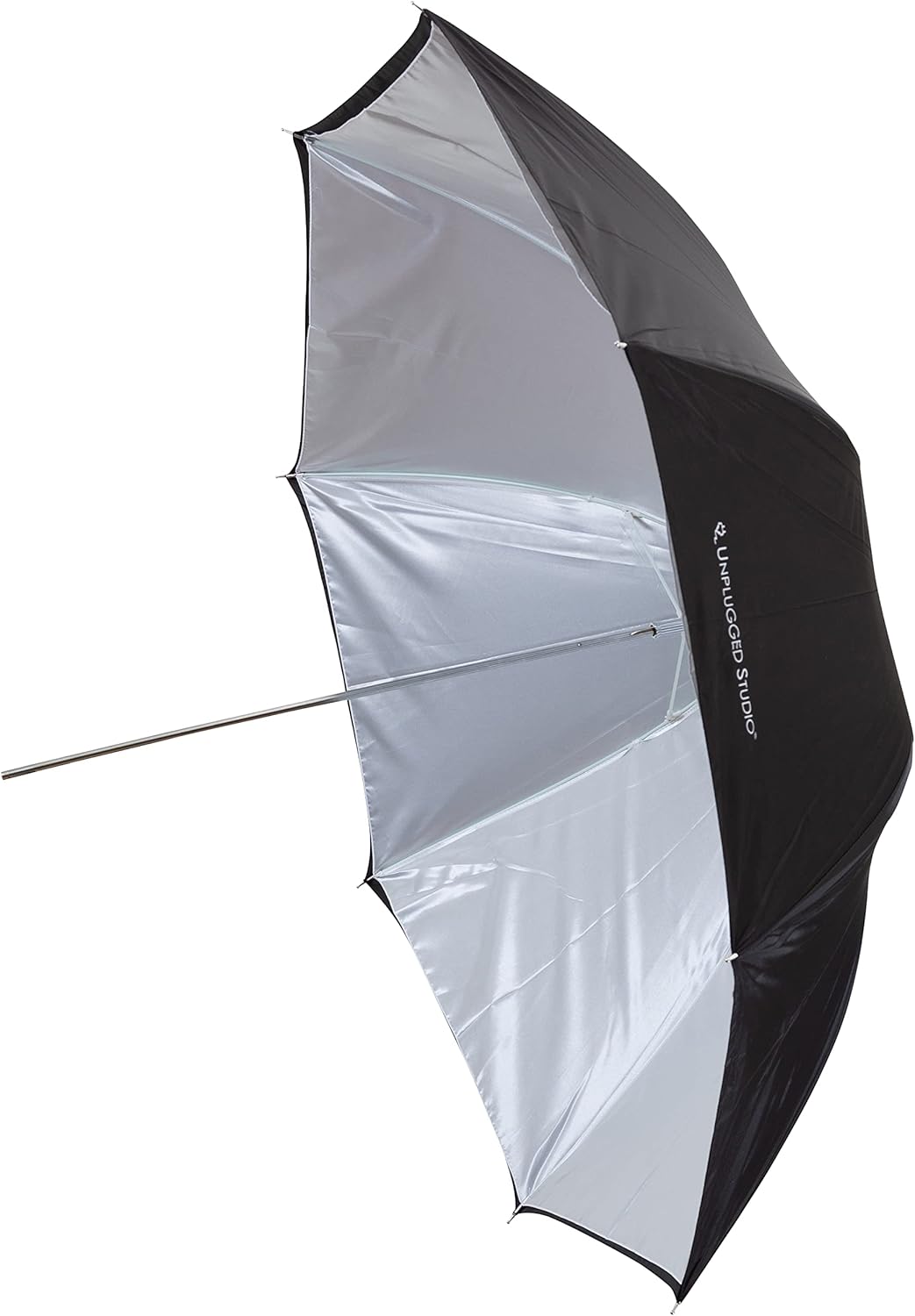 UNPLUGGED STUDIO 43" Convertible Umbrella – White Reflective/Shoot-Through with Satin Fabric and Fiberglass Ribs for Studio Flash and Speedlite Lighting - UN-054