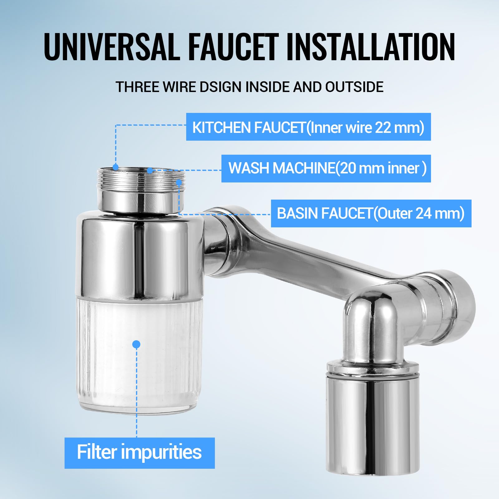 5 faucet filters - kitchen sink bathroom sink alternatives - faucet extender PP cotton - strong filter to — view 6