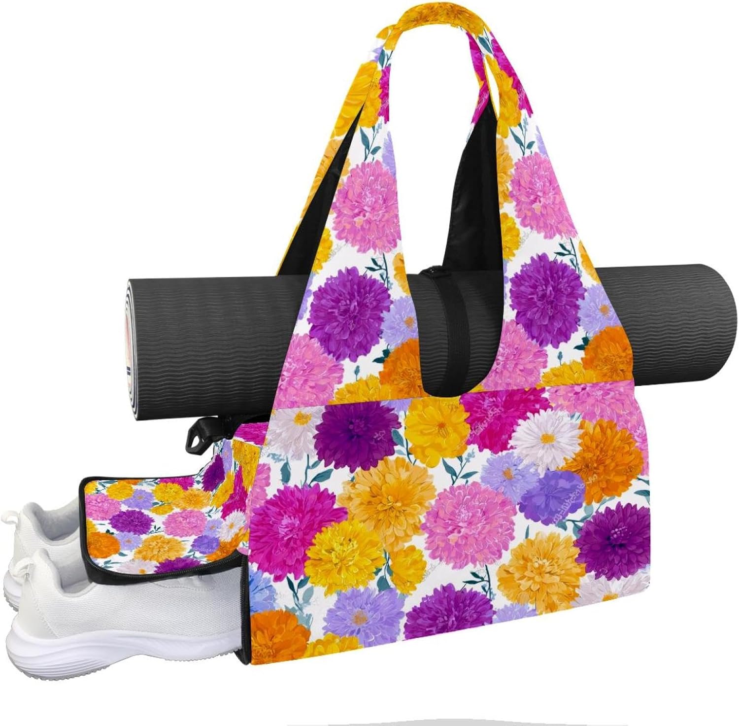 Yoga Mat Bag, Gym Workout Bag with Shoe Compartment, Turtle Pilates Bag for Women, Quick Access Storage Yoga Tote Bag for Sports Travel Office