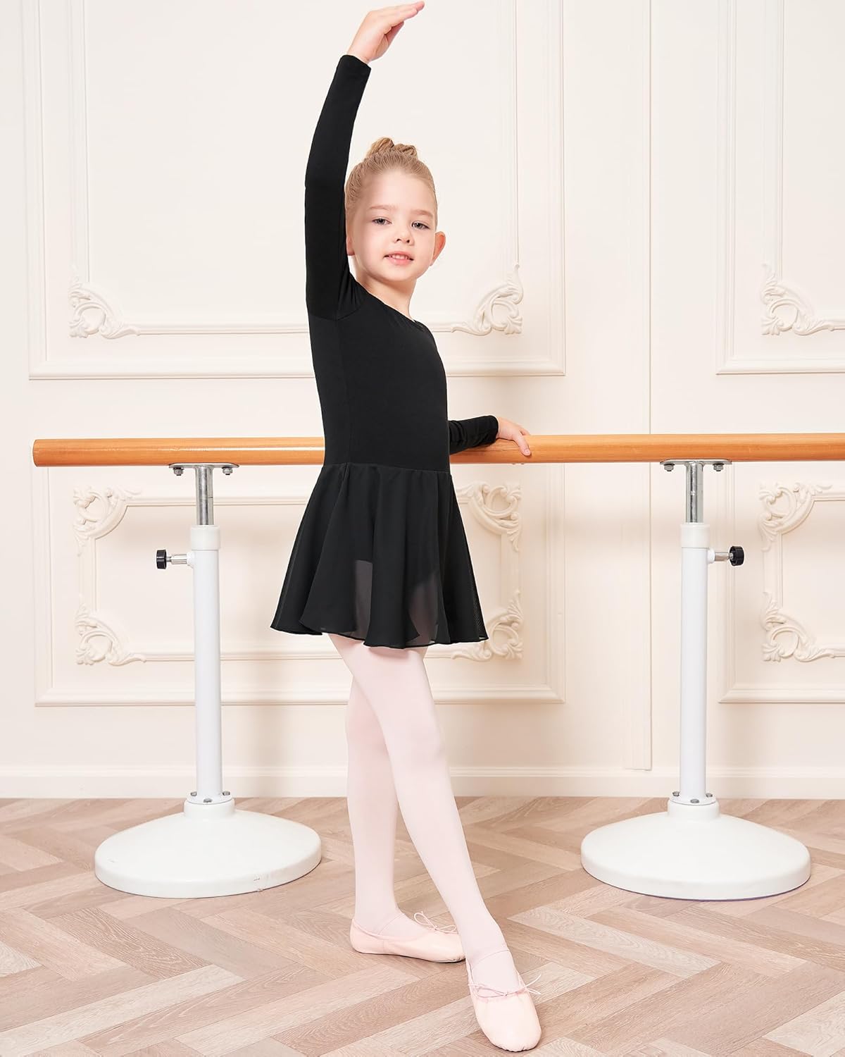 Stelle Ballet Leotards for Girls Long Sleeve Toddler Dance Leotard Outfits with Skirt Classic(Little/Big Kid) - Image 7