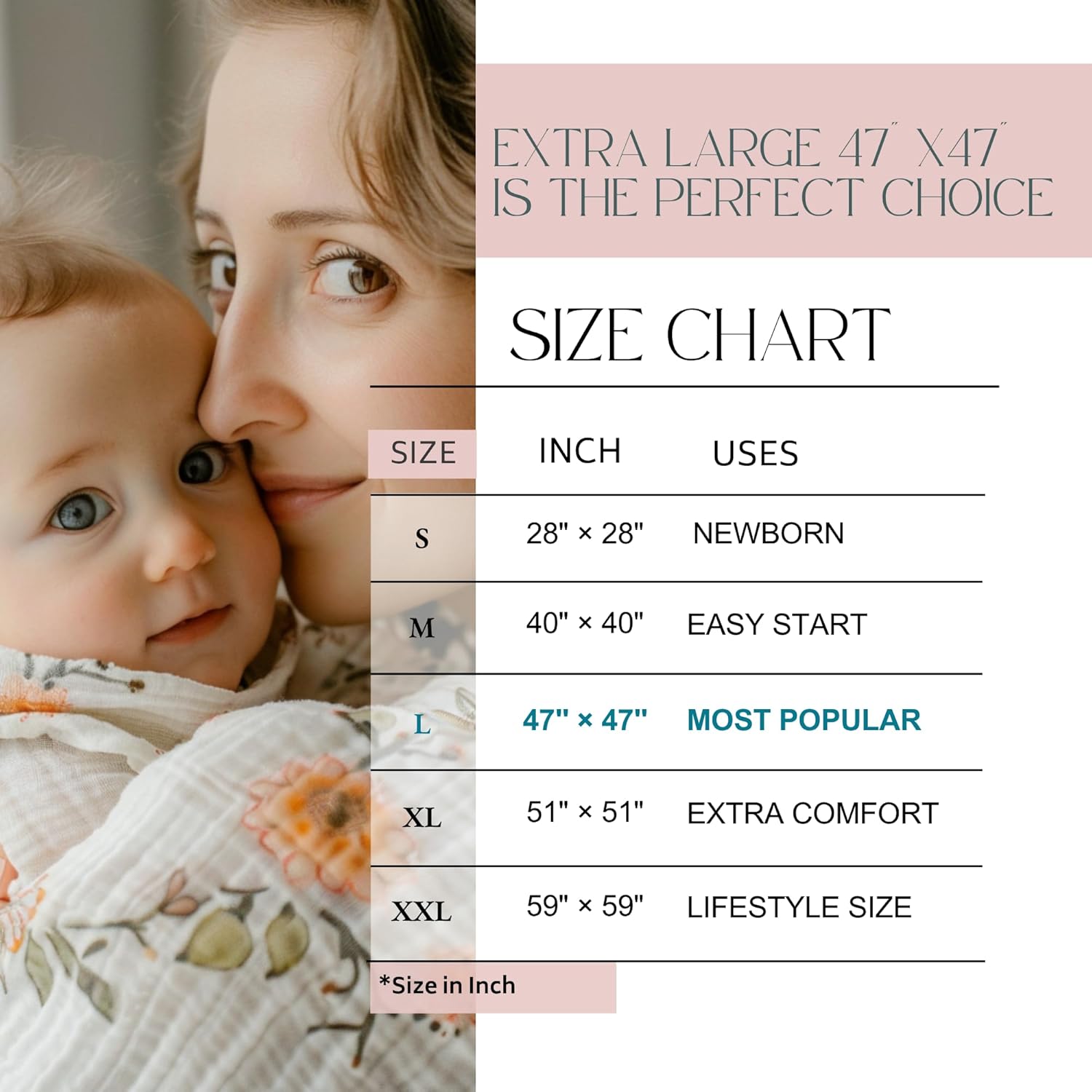 Bamboo Muslin Swaddle Blankets for Newborn – 70% Bamboo Cooling Lightweight Summer Baby Blanket, Oversized 47x47 Breathable Receiving Blankets, 2 Pack – Citrus Garden