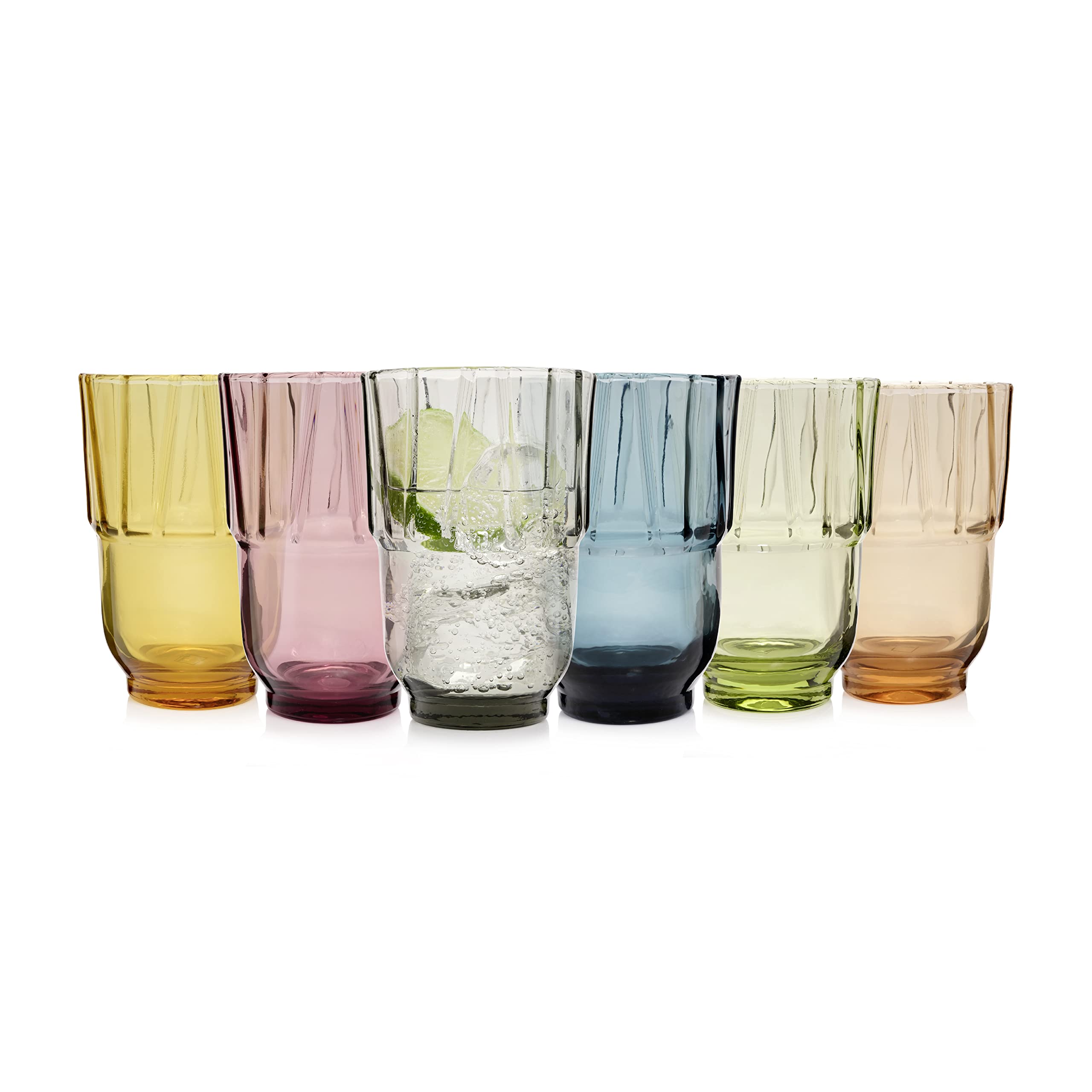 Sänger | Bunte Trinkgläser Set Casablanca, 6er Set hohe Wassergläser spülmaschinenfest, farbige Saftgläser | 300 ml