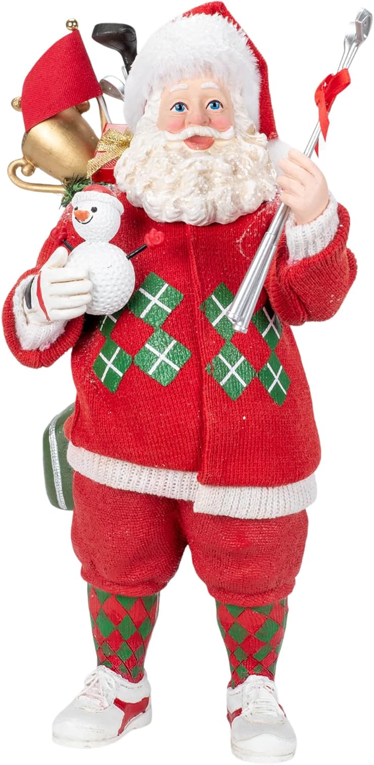 Kurt S. Adler 10.5-Inch Fabriché Golf Santa Table Piece