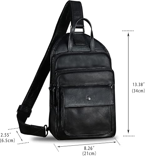 Miniatura 5 de Bolso bandolera de cuero genuino para hombres y mujeres, estilo vintage, de cuero real, a la moda, mochila bandolera para el hombro, bolso cruzado