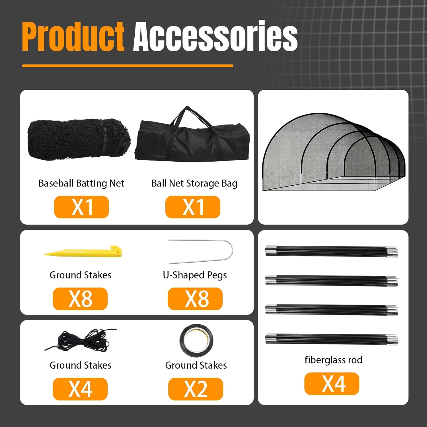 30FT Baseball Training Equipment Netting Cage for Backyard Golf Softball Baseball Net for Practice Hitting Equipment