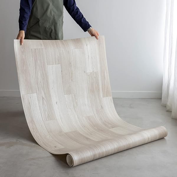 ラグリエ フロアマット 木目 グレージュ 約90×1000cm 床保護マット フローリング シート - 4
