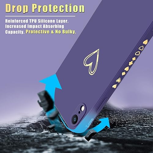 Miniatura 6 de Teageo Funda compatible con iPhone XR de 6.1 pulgadas para mujeres y niñas, bonito corazón de amor de lujo protección completa de lente de cámara