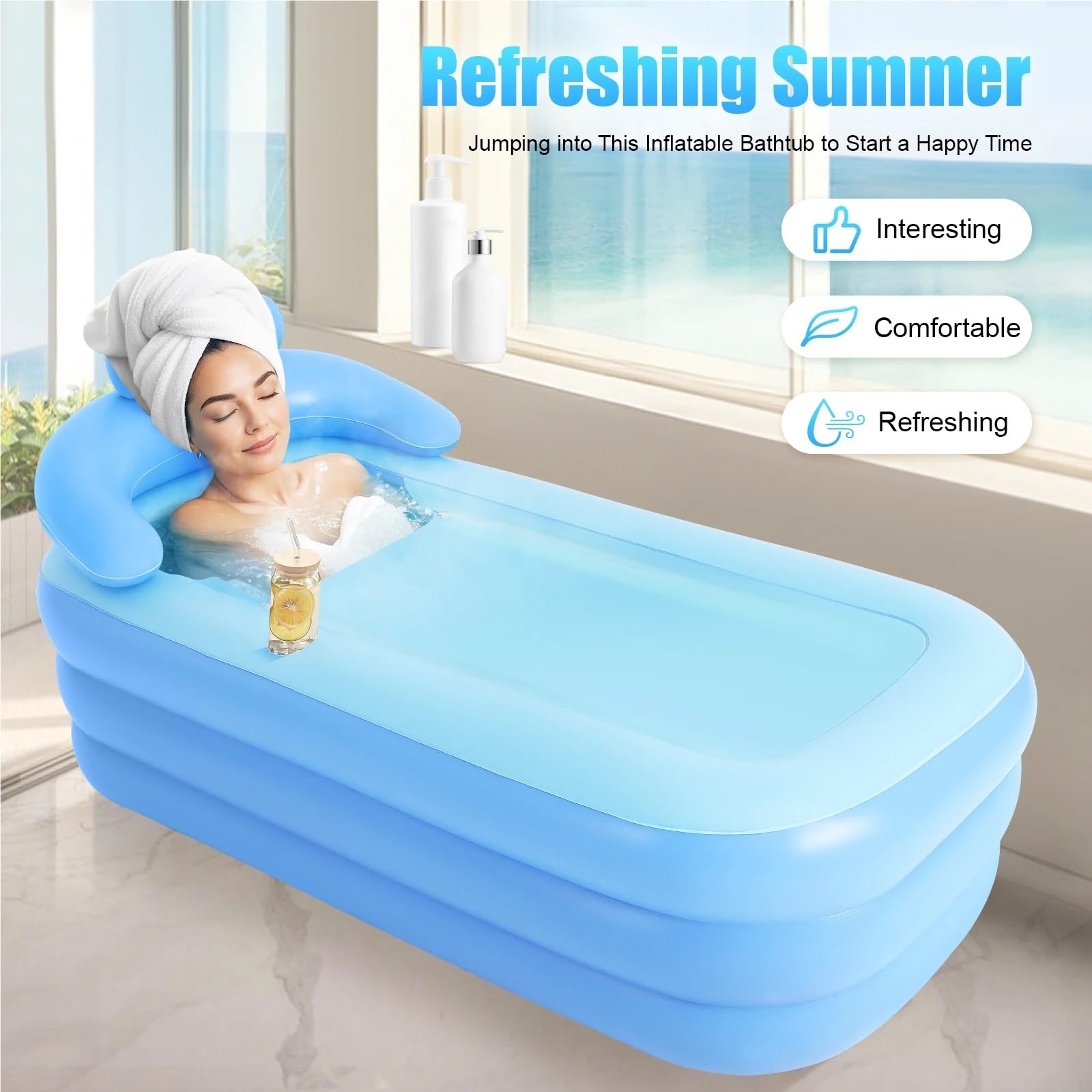 Vasca Da Bagno Gonfiabile Vasca da bagno gonfiabile portatile blu, vasca pieghevole calda viaggio