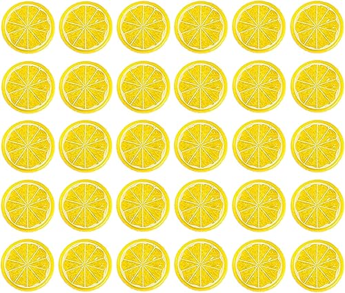 Fannuoncc 30 piezas de plástico de simulación de limón rebanadas de fruta artificial, mini modelo pequeño, fiesta, cocina, decoración de boda,