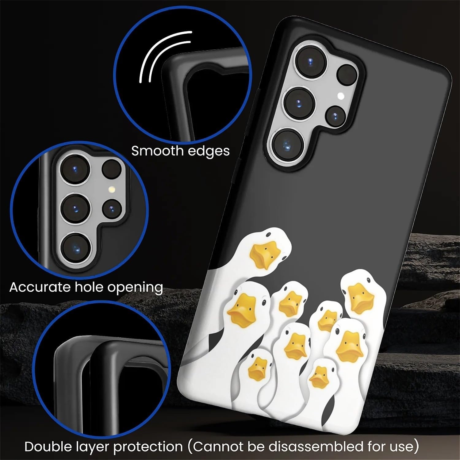 Compatible with Samsung Galaxy S25 Ultra Case, Funny Duck Pattern Print Matte Phone Case Durable Fashion Funny Liquid Silicone Case Soft Anti-Scratch Shockproof Protective Cover image 3