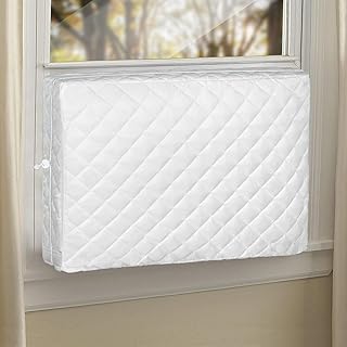 Window Air Conditioner Covers Indoor: M Size-21"(L) x 15"(H) x 3.5"(D) Beige AC Winter Covers, 3 Layers Insulation AC Cover for Window Unit, Snowproof Waterproof for Bedroom Living Room