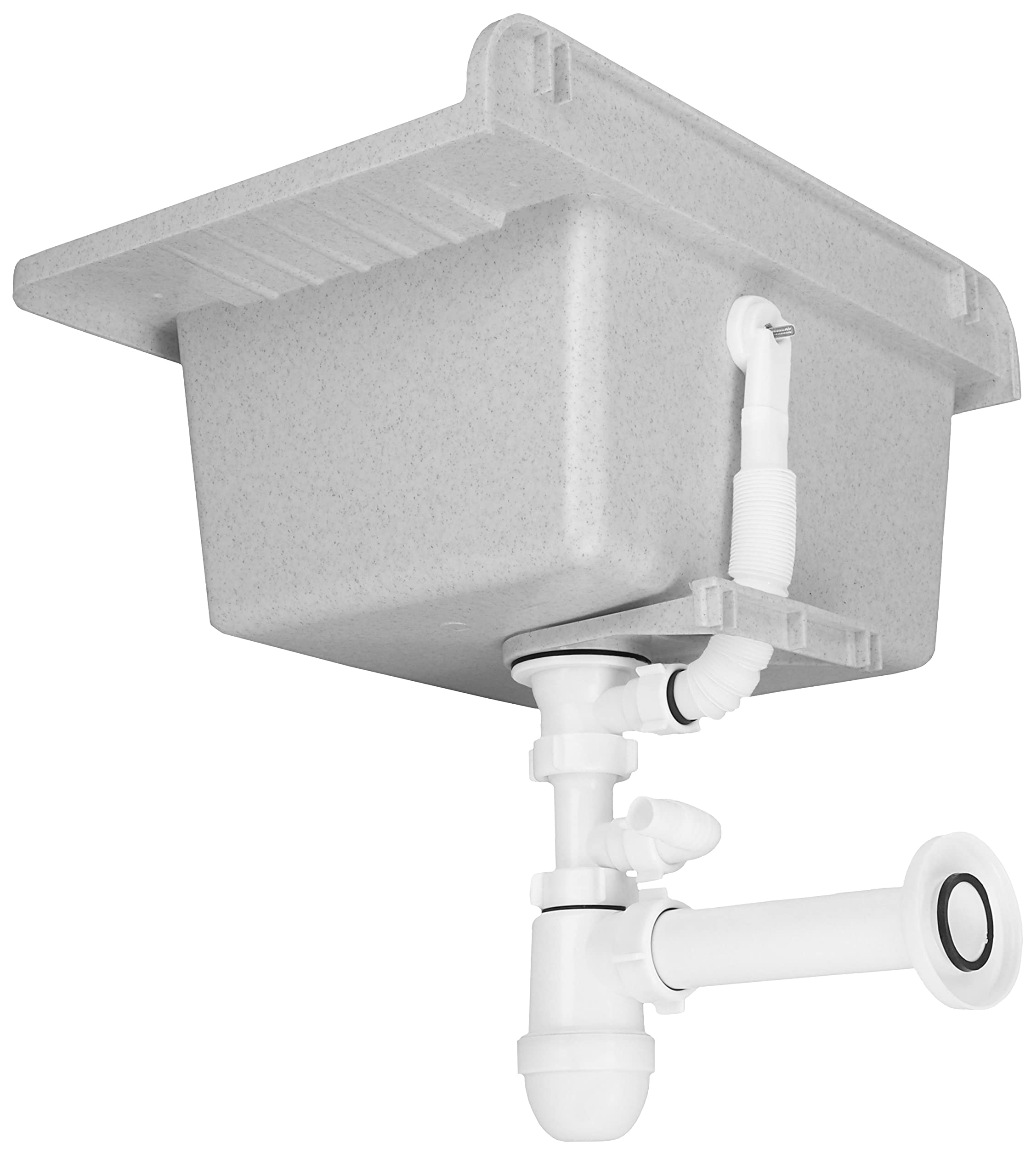 KOTARBAU® Ausgussbecken aus Polystyrol 50,5 x 34,5 x 18,5 cm Spülbecken Grau Siphon Waschbecken Spülbecken Klein mit Stöpsel Montageset Ablaufgarnitur und Schrauben Waschküche Möbel