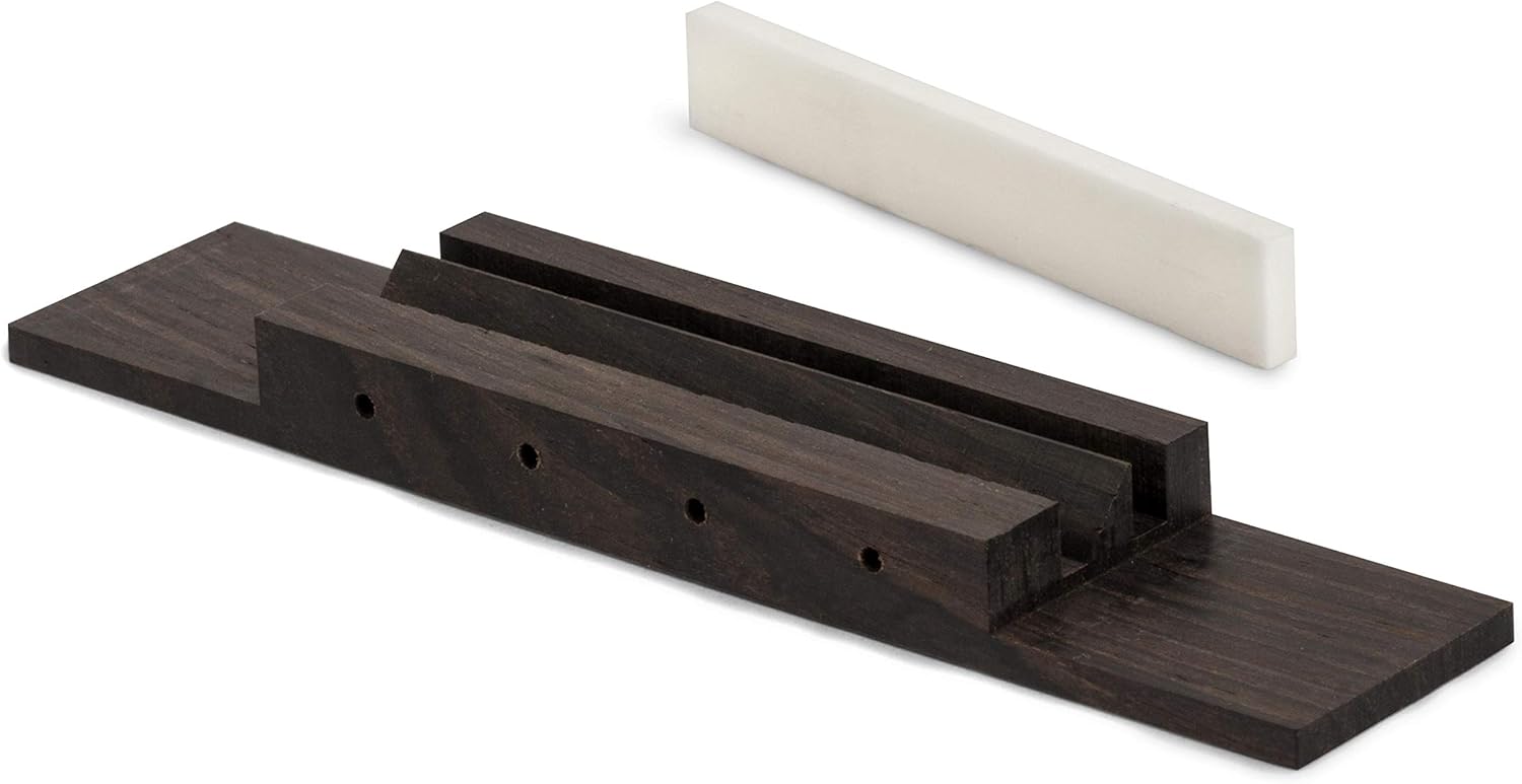 Golden Age Ukulele Bridge with Saddle, Ebony, Drilled