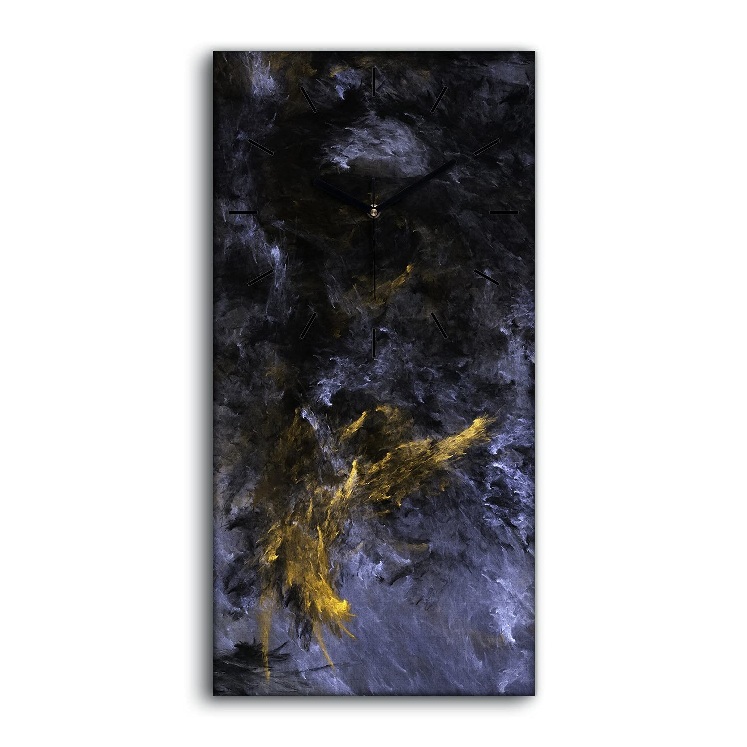 Horloge sur Toile Dorée et Argentée 30x60cm | Tableau Mural Abstrait de Prestige