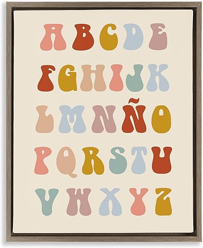 Stupell Industries Abecedario Estilo Vintage - Lienzo decorativo para pared