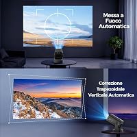 Mini proiector portabil 4K Alwtniet HY310, 1080P, Android, WiFi 6, BT 5.4, 260 ANSI, focalizare automată, corecție trapez, rotație 180 grade, HDMI, U 4