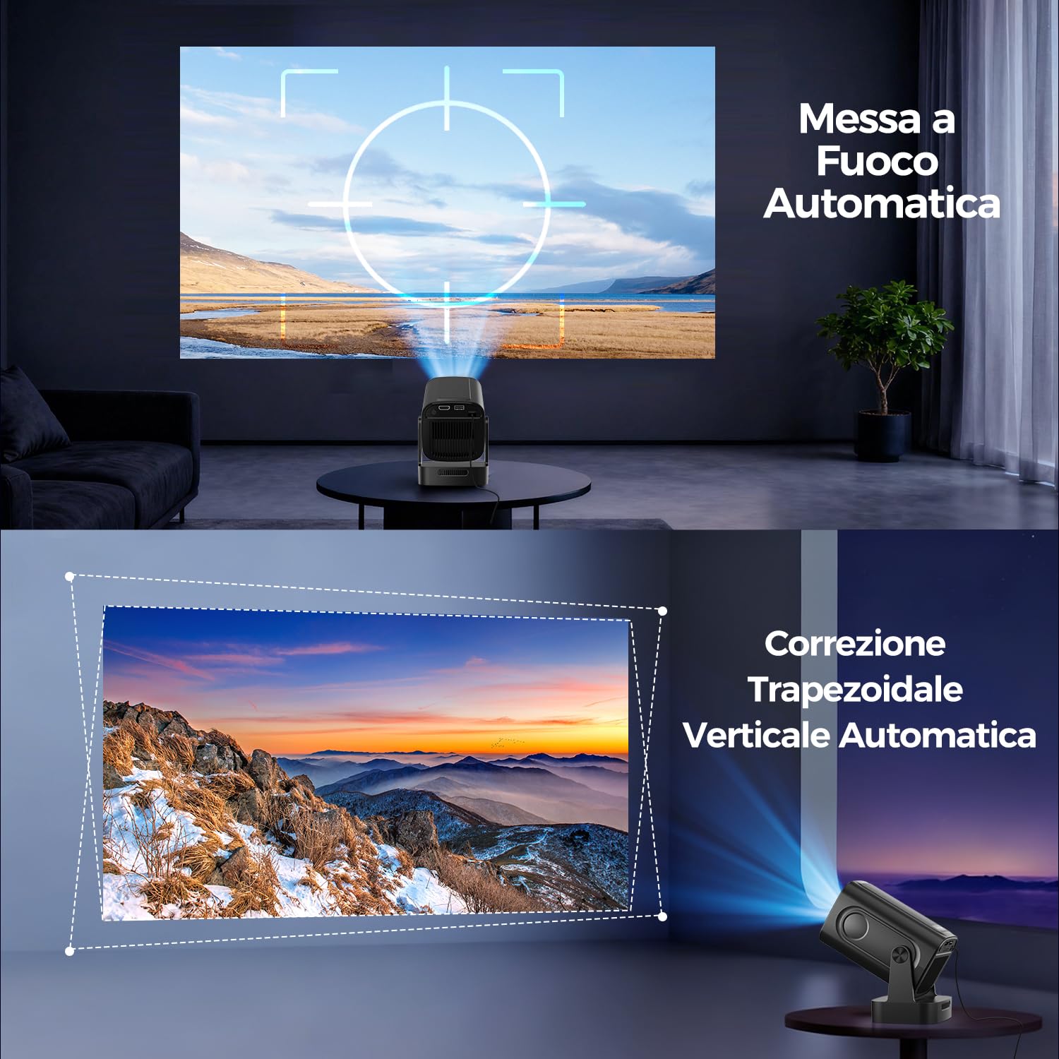 Alwtniet Proiettore 4K 1080P Portatile Android WiFi 6 BT 5.4 260ANSI HY310 Mini Projector HDMI USB