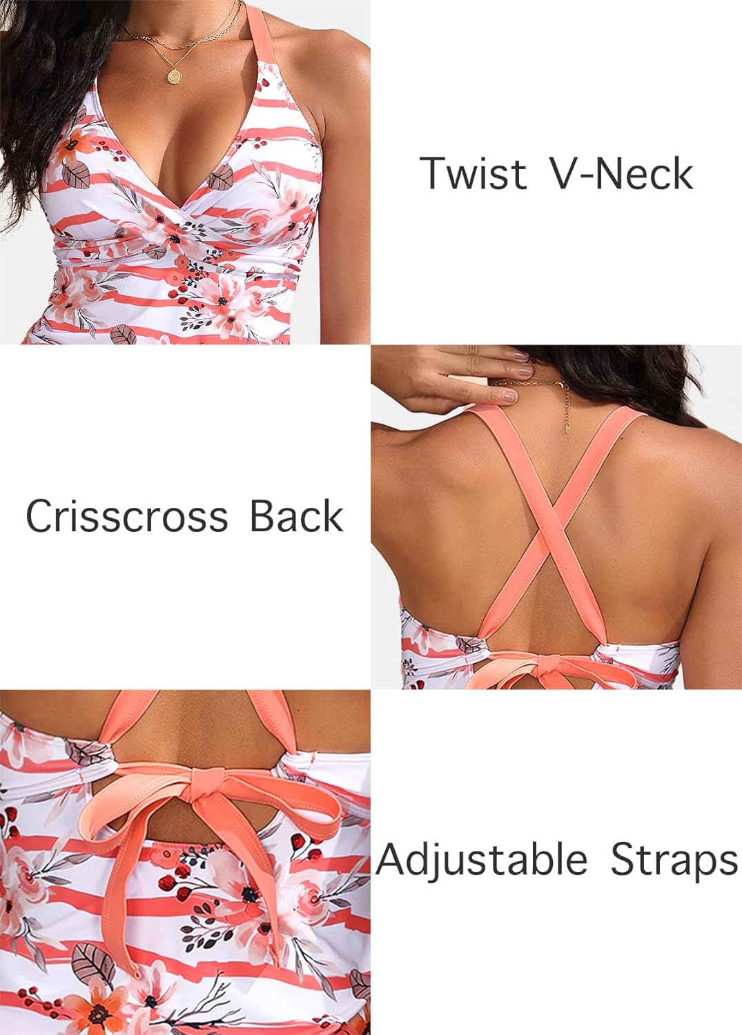 ROSEWE Two Piece Tankini Swimsuits for Women, Tummy Control Bathing Suit with Skirt, V-Neck Swimdress - Image 6