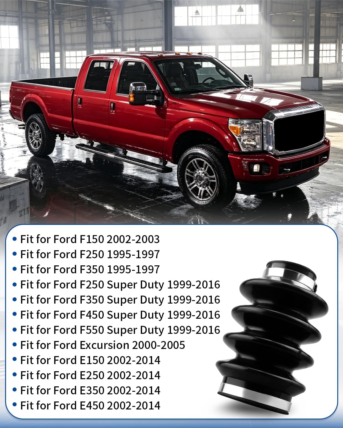 Rear Driveshaft Rubber Boot with Clamp Fit for Ford F150 F250 F350 E150 E250 E350 E450 2002-2014, Drive Shaft Boot, Replacement F81Z-4421-CA F81Z4421CA