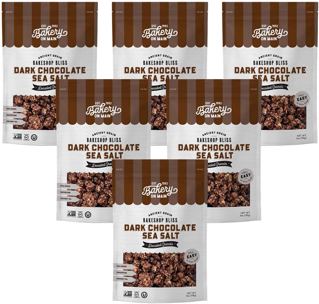Bakery On Main Decadent Granola, Dark Chocolate Sea Salt – Whole Grain Bakeshop Bliss, Gluten-Free, Non-GMO, 11 Ounce (Pack of 6)