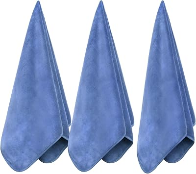 Microfiber Gym Towels Bigger Size Super Soft for Exercise Fitness, Sports, Workout, 380-GSM 15-Inch x 31-Inch Quick-Drying Towels 3 Pack, Pure Blue