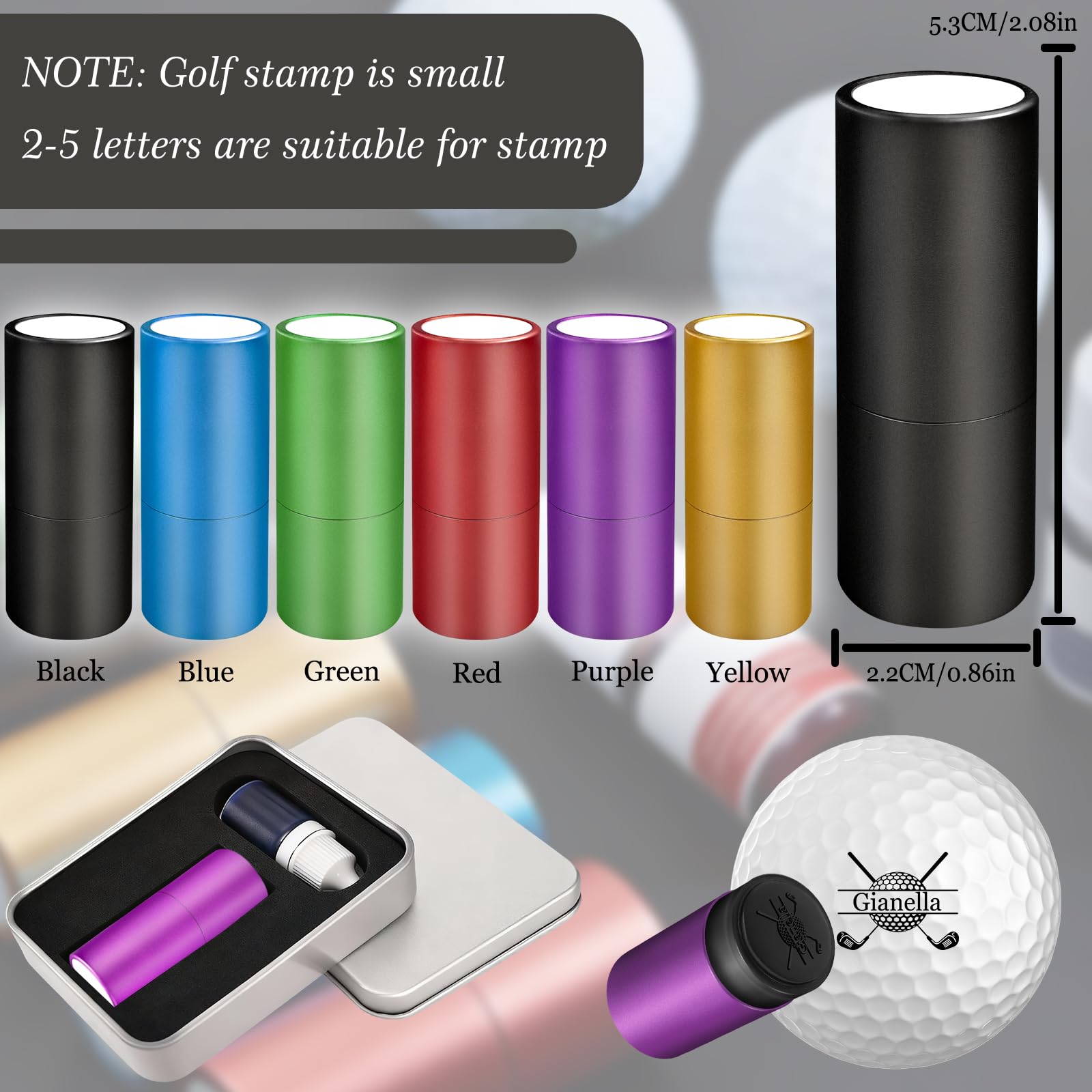 Amlion Timbro personalizzato per pallina da golf, autoinchiostrante, monogramma, nome, logo, accessori regalo