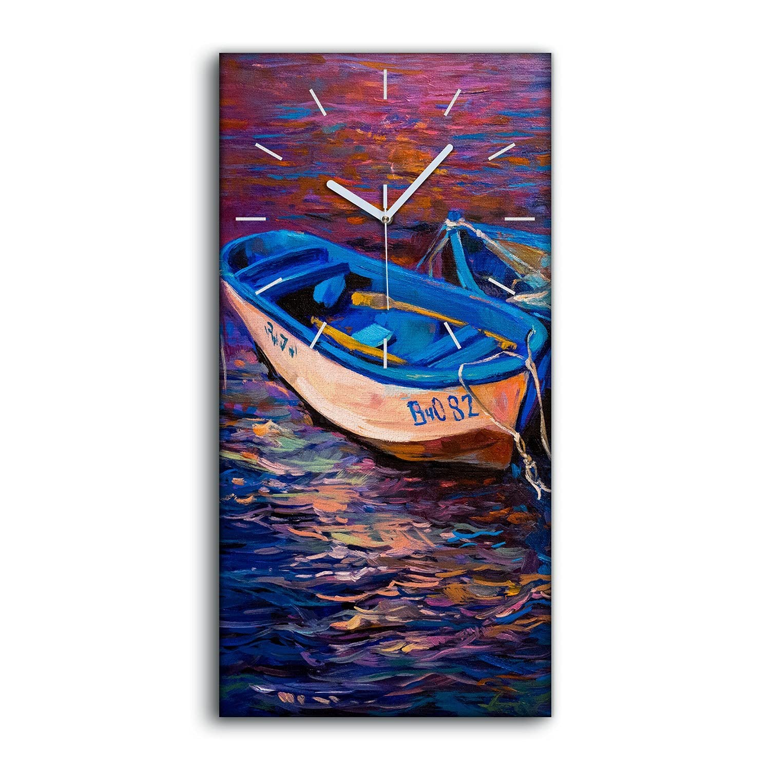 Horloge sur Toile Salon design mer décoration moderne mains blanches 30x60cm