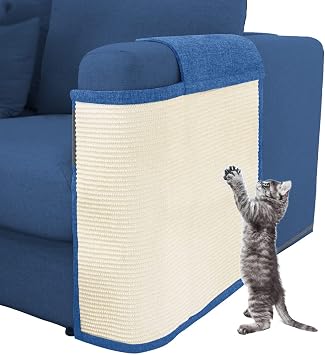 Cat Scratch Furniture Protector with Natural Sisal for Protecting Couch Sofa Chair Furniture,Couch Corner Protectors for Cats 23.6" W*19.7" H Dark Blue, Left Hand