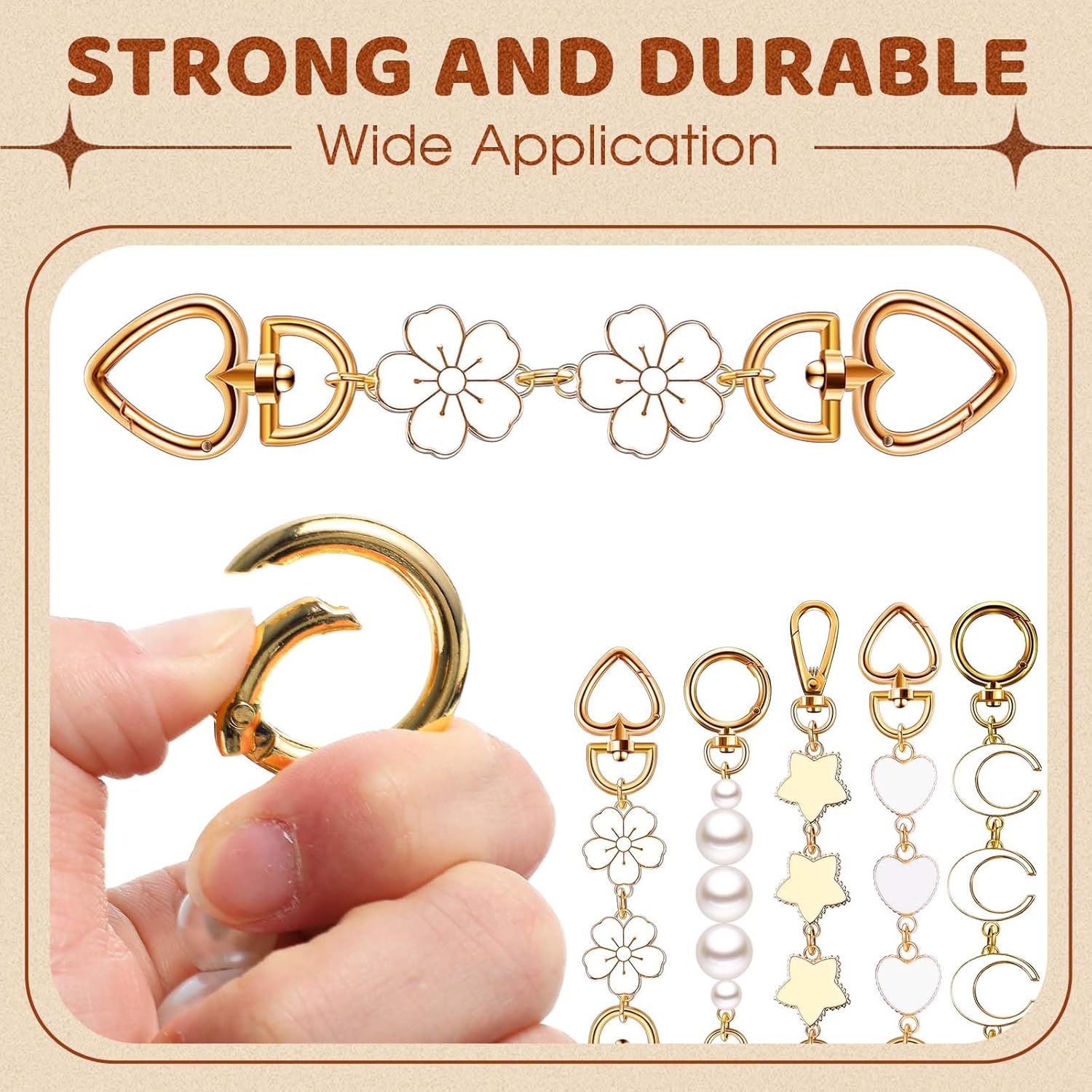 5 Pcs Bag Extender Chain Purse Strap Extender Gold Metal Bag Replacement Chain for Handbag Crossbag ShoulderBag Making Supplies Purse Chains Accessories(Elegant) - Image 6